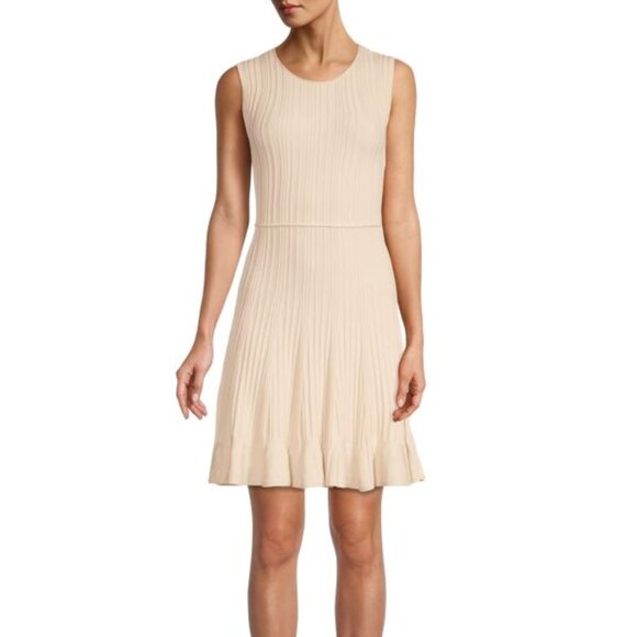 Theory Linear-Knit Wool-Blend A-Line Dress - Picture 1 of 4